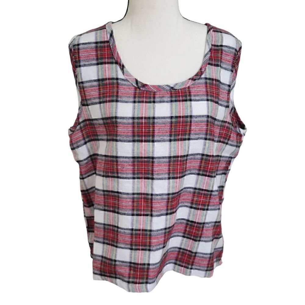 Country Store Red Plaid Flannel Camisole Sleeveless Top Sz M New